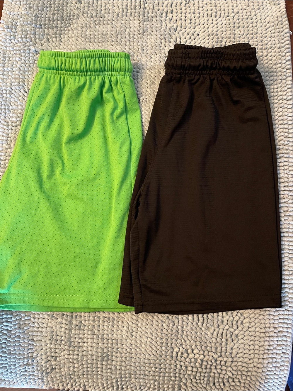 Set of 2 - bcg Bright Green and Black Drawstring Athletic Shorts